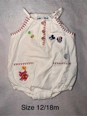 Old Navy White Disney Embroidered Baby One-Piece